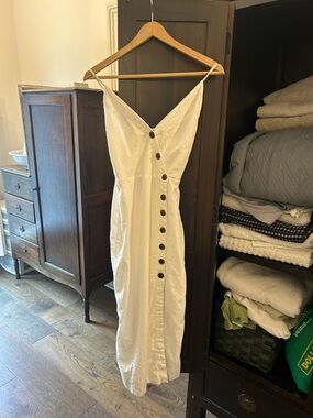 Urban Outfitters White Button-Front Midi Dress